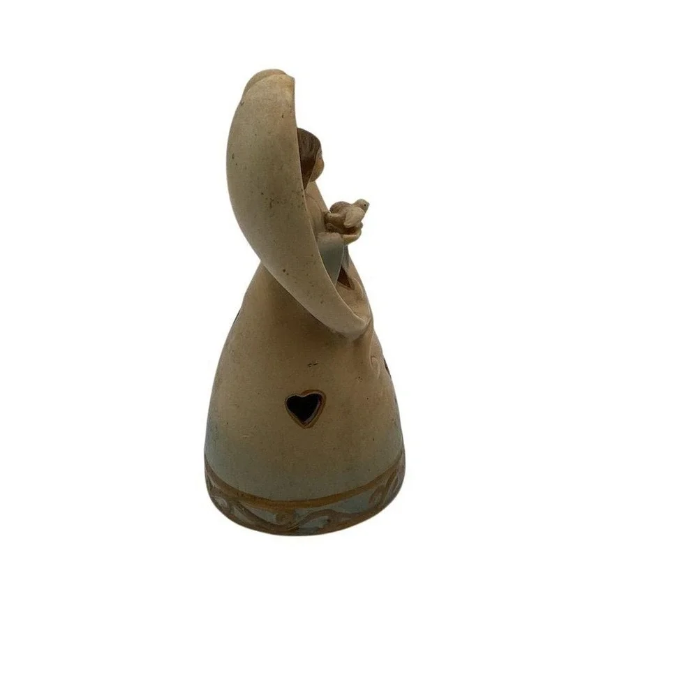 Vintage Ceramic Angel Bell Figurine with Heart Cutouts Home Decor